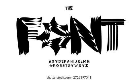 Abstract Rough Font Logo Alphabet Vector Silly Letter Set Modern Typography, Creative Typographic Design for Urban Poster Headline, Type Symbol Logotype, Sans Serif Destroy Fonts. Vector Typeface