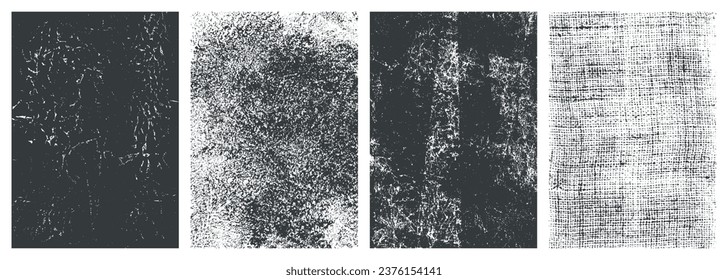 Abstract rough monochrome set textures with minimalistic grungy posters for decorating modern apartment with loft style interior vector illustration
