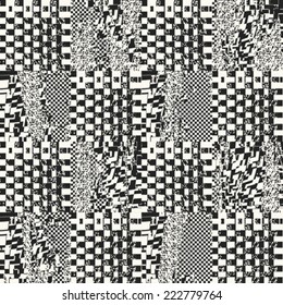 Abstract rough noisy checkered background. Seamless pattern. Vector.