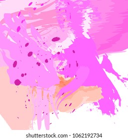 abstract rough pink paintbrush background. creative colorful pink brush strokes and splashes pattern for your design. vector illustration