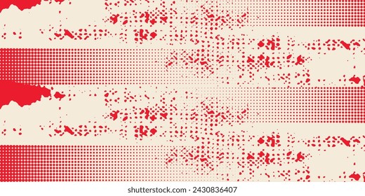 Abstract Rough Red Grunge Texture Design Background. Grunge halftone dots vector texture background. Border Frames.