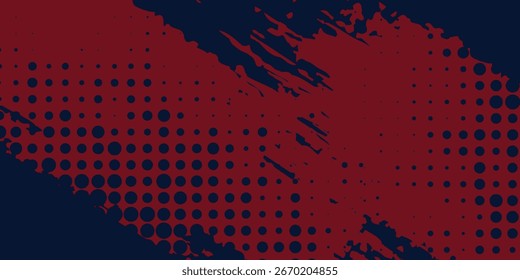 Abstractas Rough Red Grunge Textura Diseño de fondo Puntos semitono azul patrón de color gradiente grunge textura de fondo.