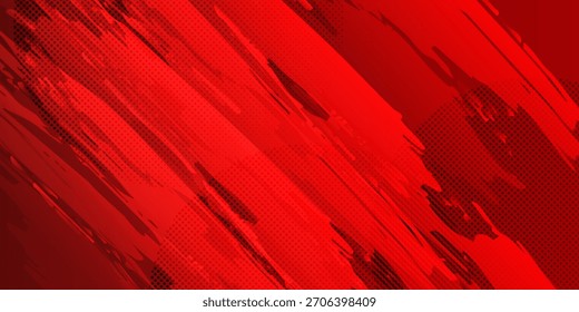 Abstractas Rough Red Grunge Textura Diseño de fondo Puntos semitono. Diseño de moda creativo moderno en Ilustración vectorial