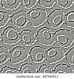 Abstract rough striped textured optical dot motif. Seamless pattern.