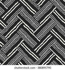 Abstract rough striped zigzag blocks. Seamless pattern.
