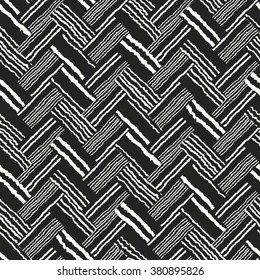 Abstract rough striped zigzag blocks. Seamless pattern.