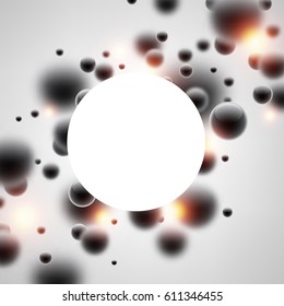 Abstract round background with black 3d bubbles. Vector illustration.