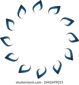 Abstract round background with blue 3d pyramids.