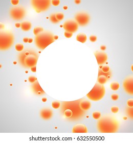 Fundo redondo abstrato com bolhas laranja 3d. Ilustração vetorial.