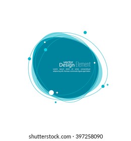 Abstract round banner with lines and particles and molecules. 