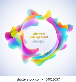 Abstract round banner. Plastic colorful shapes.