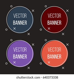 Abstract round banner set. Colorful creative vector icons. Paint stroke circle frame. Illustration