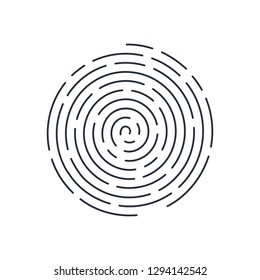 Abstract Round Bio-metric Fingerprint Scan Icon Detailed for Simple Security ID on White Background