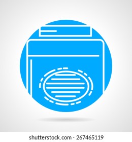Abstract round blue vector icon with white line jar of sport supplements for athlete diet on gray background.