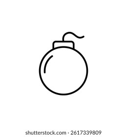 Abstract round bomb icon with a burning fuse on a white background