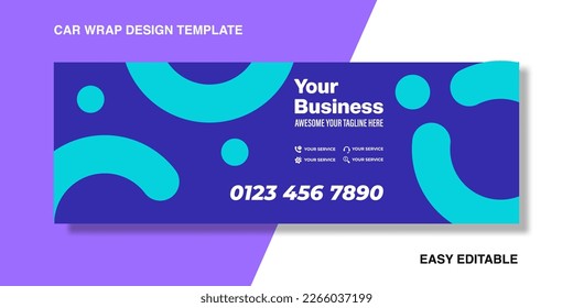 Abstract Round broken line wrapping car for your brand or company, van truck with blue colour