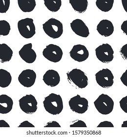 Abstract  round brush strokes on white background.  Vector seamless pattern.
