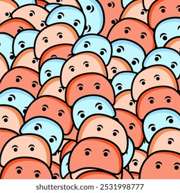 abstract round cartoon head background. wallpaper with moci cartoon head. colorful cartoon background.