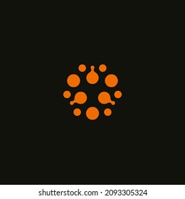 Abstract round circle form of orange bubbles. Modern logo for science, medicine, game. Vector logotype