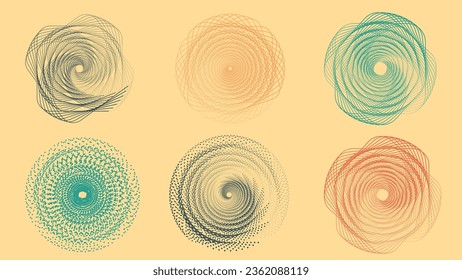 Abstract round circle symbol set. These circle vortex design can be used as logo or background banner.