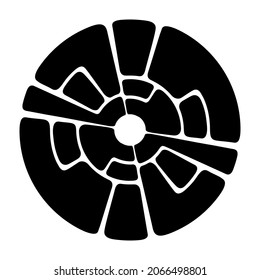 Abstract round circular geometric ornament made of stones. Decorative pattern isolated on white background. Place for text. Vector monochrome illustration for invitations, greeting cards.