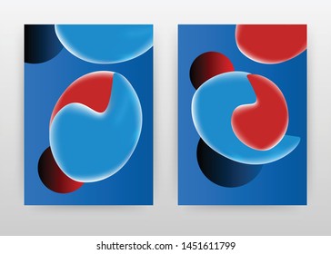 Abstract round colorful shapes on blue background design for annual report, brochure, flyer, poster. Blue red 3d shapes background vector illustration poster. Business abstract A4 brochure template.