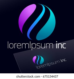 Abstract round colorful vector sign. Logo for Business, Technology, Corporation.
