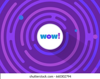 Abstract round comic WOW surprise background, blue color. Vector round line geometric shapes. Radial comics style cartoon banner. The whole circle are hidden under the mask. Good for assets, animation