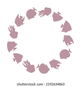 Abstract round composition, minimalist doodle wreath, 	hand-drawn freeform