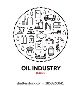 Composición de redondeo abstracta con la plantilla de diseño de elementos de la industria petrolera