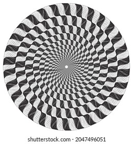 Abstract round concentric pattern with ethnic ornament. Vector design element