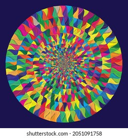 Abstract round concentric pattern with ethnic ornament. Vector design element