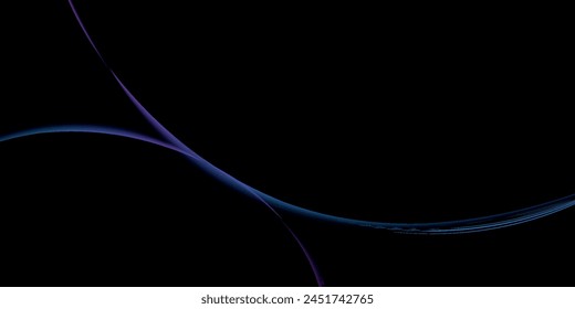 Abstract round curve by lines wavy flowing colorful blue green gradient isolated on black background. Vector in concept modern, technology, science eps10.