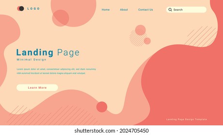 Abstract Round Curve Flat Landing Page Template Design In Pastel Color