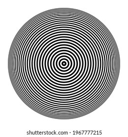 Abstract round design element with 3D illusion effect. Circle concentric rings pattern. Vector art.