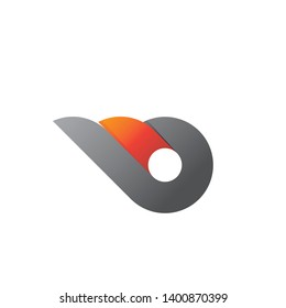 Abstract round design element, circle icon with stylized wing, three-dimensional modern vector