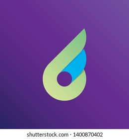 Abstract round design element, circle icon with stylized wing, three-dimensional modern vector