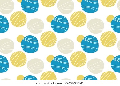 Abstract round doodle shapes in seamless pattern for textile, fabric, wallpaper. stylized ice cream scoops