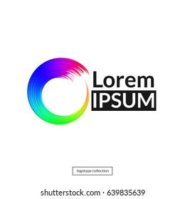 Abstract round element for design. Rainbow circle logo template. Vector letter O
