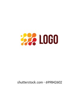 Abstract round explosion. Network data base. Pharmacy laboratory signs. Innovate science vector logo.