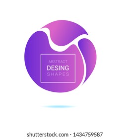 Abstract round form. Violet and purple fluid shapes forming gradient circle and text in frame. Flowing liquid isolated on white background. Vector template for banners, posters, flyers template