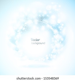 Abstract round frame with blue elements. Vector background. 