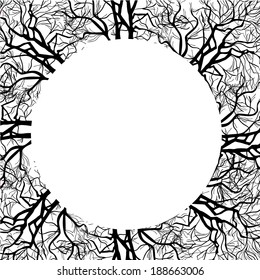 Abstract round frame of the branches of the tree. Vector 
