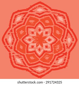 Abstract round frame. Ethnic motif. Screen print pattern. For invitation, web, textile, wallpaper, wrapping paper. 