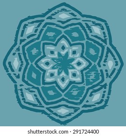 Abstract round frame. Ethnic motif. Screen print pattern. For invitation, web, textile, wallpaper, wrapping paper. 