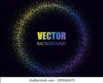 Abstract round frame. Glowing particles. Vector background