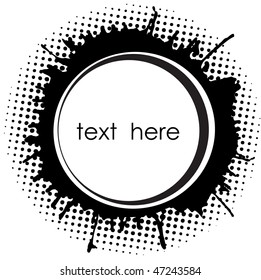 Abstrakter runder Rahmen mit Tintenflecken und Platz für Text.