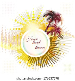 Abstract round frame with palm trees. Vector