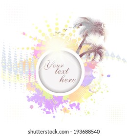 Abstract round frame with palm trees. Vector 