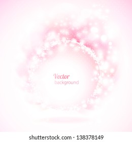 Abstract round frame with pink elements. Vector background.